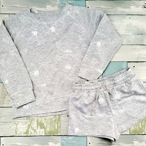 R + R | Girls | The French Terry Raglan Pullover + Short Set | Size XS